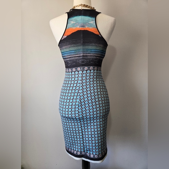 Clover Canyon Blue and Black Landscape Patterned Midi Dress. Size Xs - Picture 6 of 9